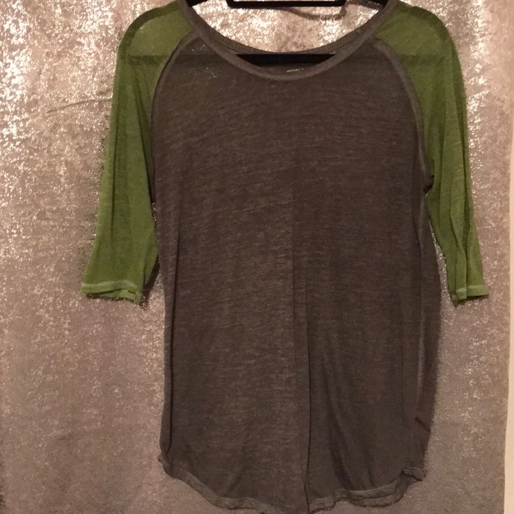 Olive green baseball style tee